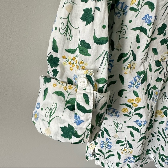 Seasalt Shirt Womens Sz 4 Button Up Larissa Organic Cotton Floral Roll Tab - Picture 12 of 12